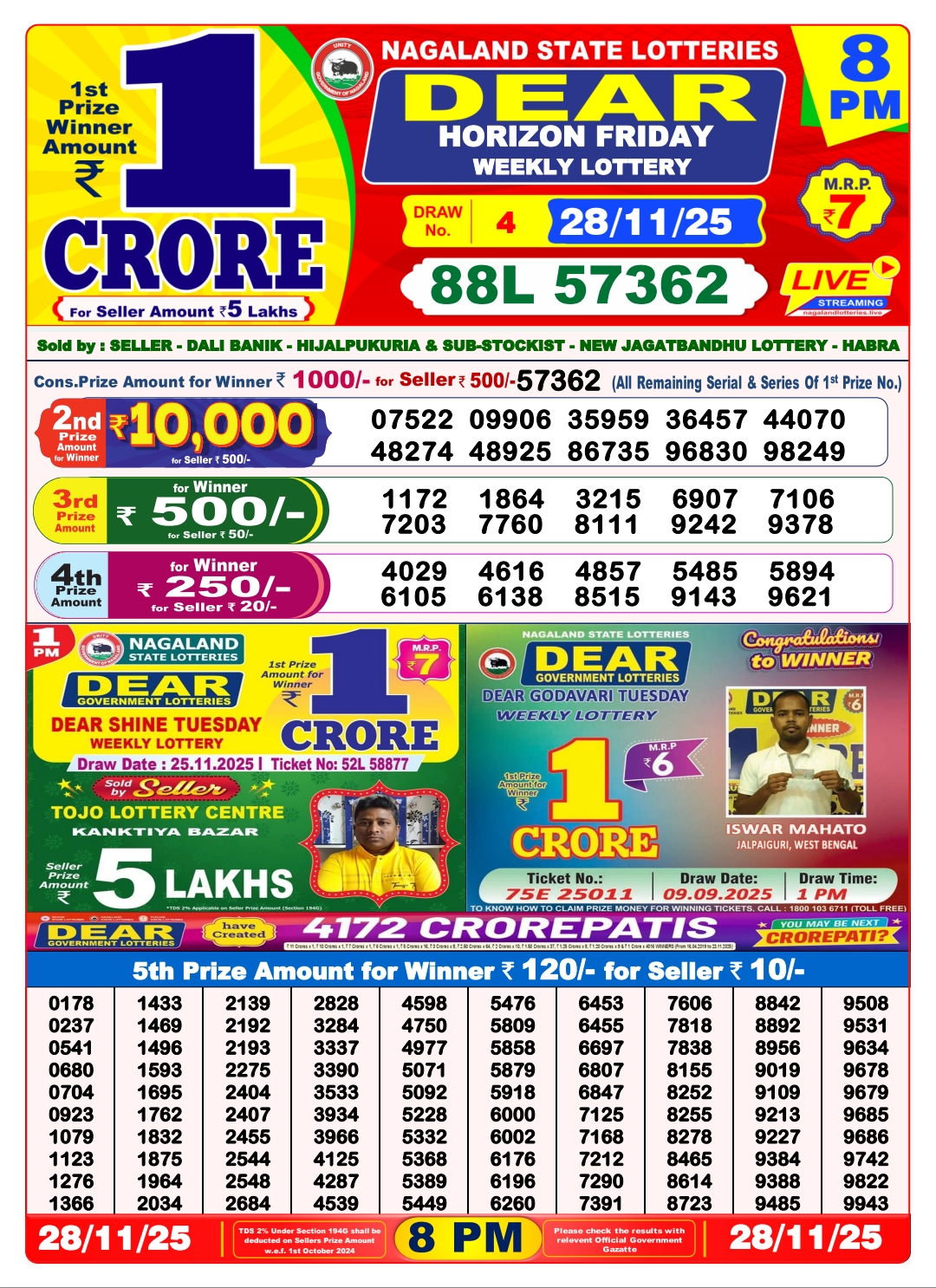 Lottery Sambad 8 PM Yesterday